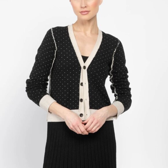 NEW MARIA MCMANUS REVERSIBLE CARDIGAN in Crema and Black Dot XS - Picture 7 of 16